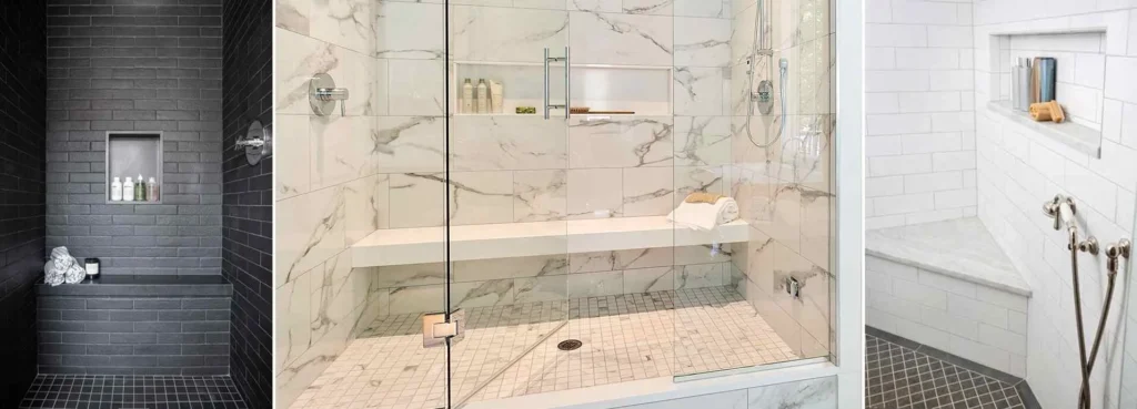 walk in shower with bench