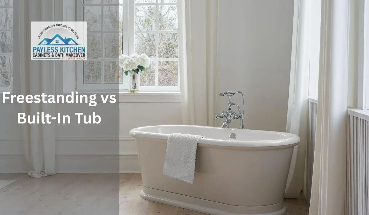 Freestanding tub in a modern bathroom