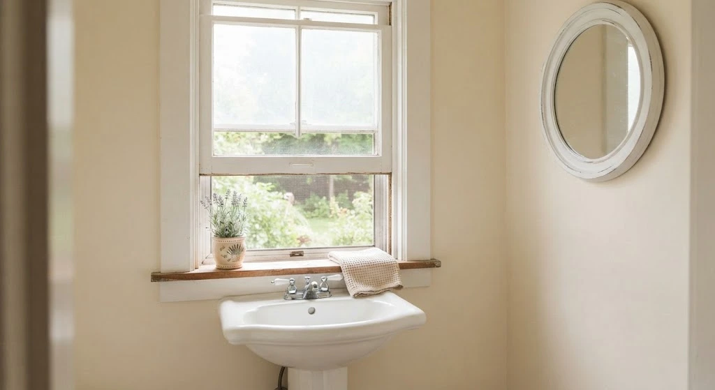 Sliding and Double Hung Window inside a bathroom