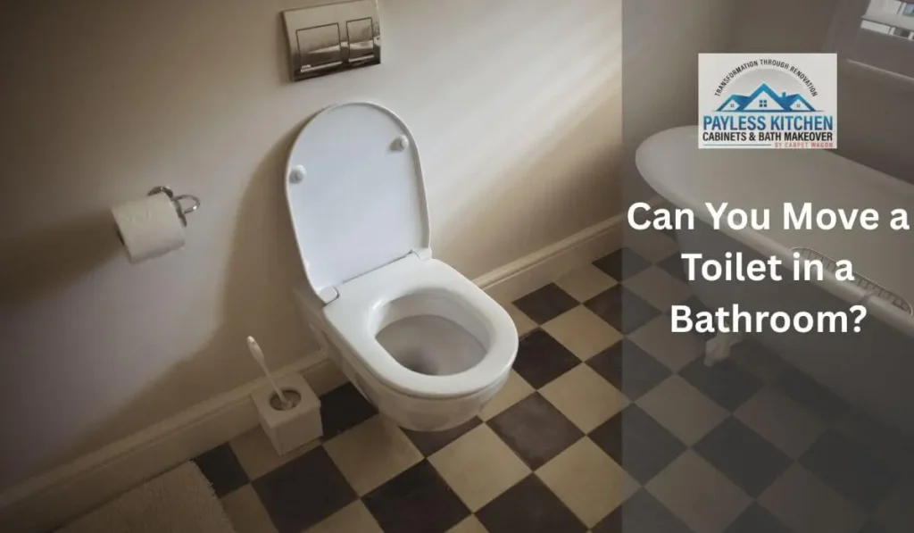 Re-positioned toilet in a bathroom