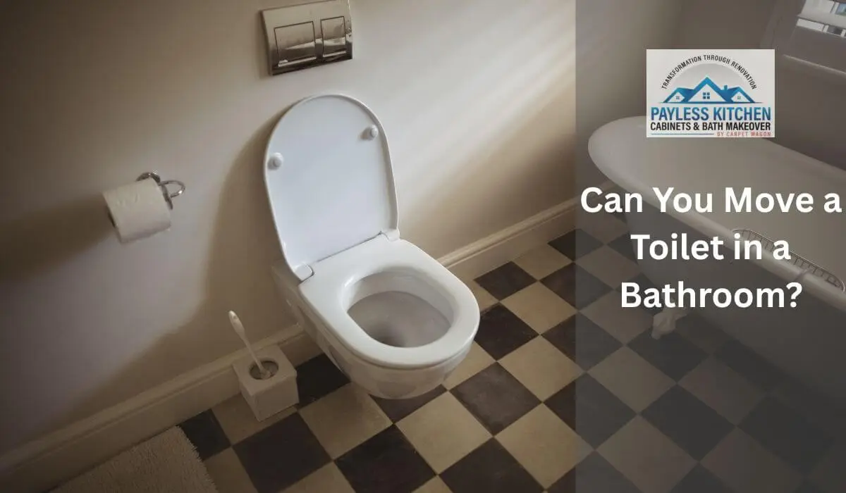Re-positioned toilet in a bathroom