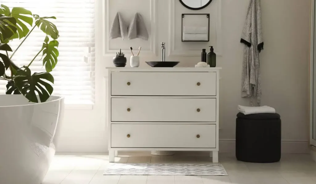 Stylish Vanity in a bathroom maximizing storage